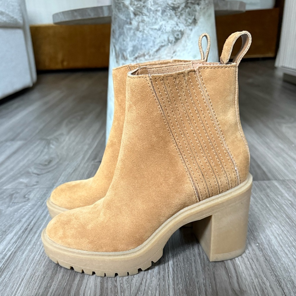 Dolce Vita Celia ankle block heel booties Suede Platform Chelsea Booties -6